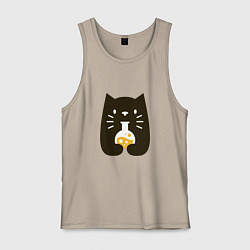 Майка мужская хлопок Котик - Химик, цвет: миндальный