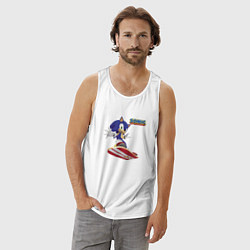 Майка мужская хлопок Sonic - hedgehog - skateboarding, цвет: белый — фото 2