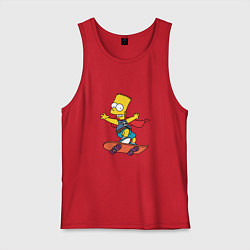 Майка мужская хлопок Барт Симпсон на скейте, цвет: красный