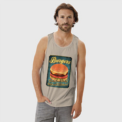 Майка мужская хлопок Burgers - Made fresh daily!, цвет: миндальный — фото 2