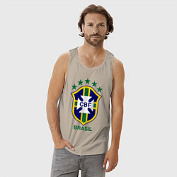 Майка мужская хлопок Brasil CBF, цвет: миндальный — фото 2