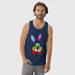 Майка мужская хлопок Радужный кролик, цвет: тёмно-синий — фото 2