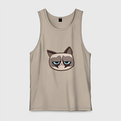 Майка мужская хлопок Мем недовольный кот, цвет: миндальный