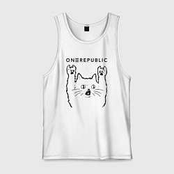Майка мужская хлопок OneRepublic - rock cat, цвет: белый