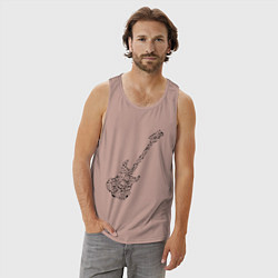 Майка мужская хлопок Гитара из нот, цвет: пыльно-розовый — фото 2