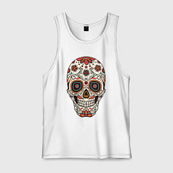 Мужская майка Череп с листьями, ветками и узорами