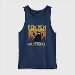 Майка мужская хлопок Кот с пистолетами - Madafakas, цвет: тёмно-синий