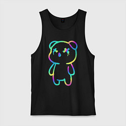 Майка мужская хлопок Cool neon bear, цвет: черный