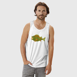 Майка мужская хлопок Рыба окунь, цвет: белый — фото 2