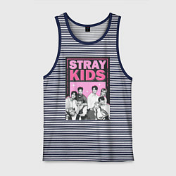 Майка мужская хлопок Stray Kids boy band, цвет: синяя тельняшка