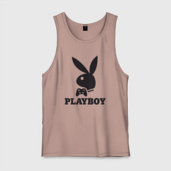 Майка мужская хлопок Playboy - Игровой джостик, цвет: пыльно-розовый