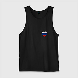 Майка мужская хлопок Россия всегда в сердце, цвет: черный
