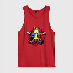 Майка мужская хлопок Vault boy caps, цвет: красный