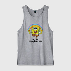 Майка мужская хлопок Губка боб воображение мем, цвет: меланж