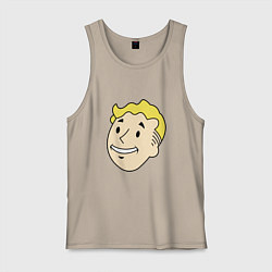 Майка мужская хлопок Vault boy head, цвет: миндальный