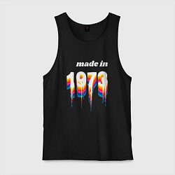 Майка мужская хлопок Made in 1973 liquid art, цвет: черный