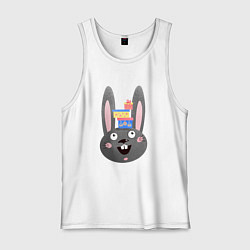 Майка мужская хлопок Черный кролик с подарками, цвет: белый