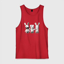 Майка мужская хлопок Rayman Raving Rabbids - characters, цвет: красный