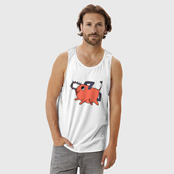 Майка мужская хлопок Демон бензопилы Почита, цвет: белый — фото 2