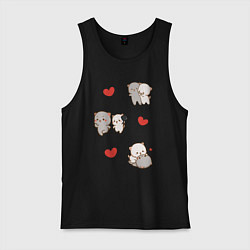 Майка мужская хлопок Стикеры Котиков, цвет: черный