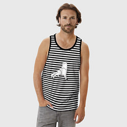 Майка мужская хлопок Вещь Аддамс, цвет: черная тельняшка — фото 2