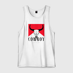 Майка мужская хлопок Череп буйвола:Cowboy, цвет: белый