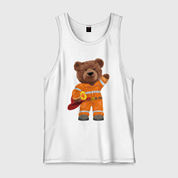 Майка мужская хлопок Пожарный медведь, цвет: белый