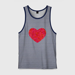 Майка мужская хлопок Сердце из мазков краски, цвет: синяя тельняшка