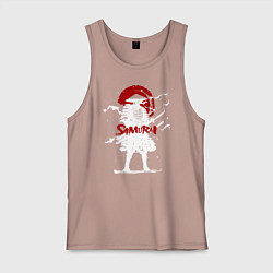 Майка мужская хлопок Белый самурай готов к бою, цвет: пыльно-розовый