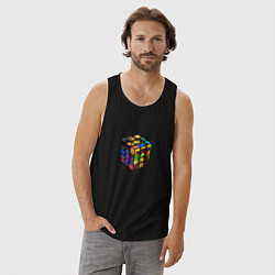 Майка мужская хлопок Кубик-рубик, цвет: черный — фото 2