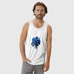 Майка мужская хлопок Букет и синие розы, цвет: белый — фото 2