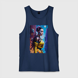 Майка мужская хлопок Cyberpunk - character - neural network, цвет: тёмно-синий