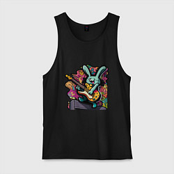 Мужская майка Заяц музыкант гитарист