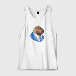 Майка мужская хлопок Капибара-бизнесмен, цвет: белый