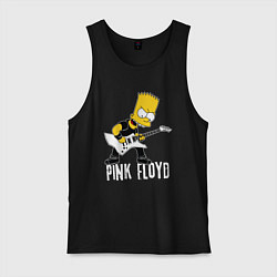 Майка мужская хлопок Pink Floyd Барт Симпсон рокер, цвет: черный