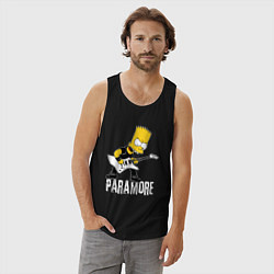 Майка мужская хлопок Paramore Барт Симпсон рокер, цвет: черный — фото 2