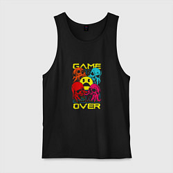 Майка мужская хлопок Game over inscription, цвет: черный