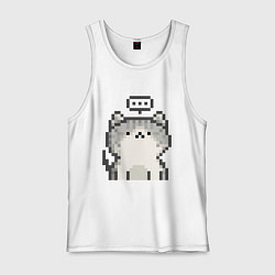 Майка мужская хлопок Pixel Cat V1, цвет: белый