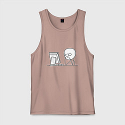 Майка мужская хлопок Мемный программист, цвет: пыльно-розовый