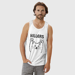 Майка мужская хлопок The Killers - rock cat, цвет: белый — фото 2