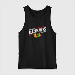 Майка мужская хлопок Чикаго Блэкхокс название команды и логотип, цвет: черный