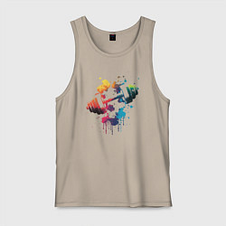 Майка мужская хлопок Иллюстрация гантели, цвет: миндальный