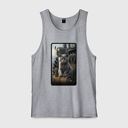 Майка мужская хлопок Челябинск котик, цвет: меланж