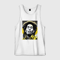 Майка мужская хлопок Bob Marley Digital Art, цвет: белый