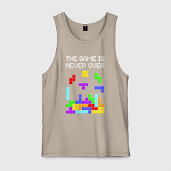 Майка мужская хлопок Tetris - the game is never over, цвет: миндальный