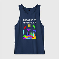 Майка мужская хлопок Tetris - the game is never over, цвет: тёмно-синий