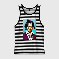 Майка мужская хлопок Johnny Depp - Japan style, цвет: черная тельняшка