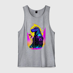 Майка мужская хлопок Cool dinosaur - cyberpunk - neural network, цвет: меланж