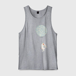 Майка мужская хлопок Милый кролик с шариком в цветочек, цвет: меланж