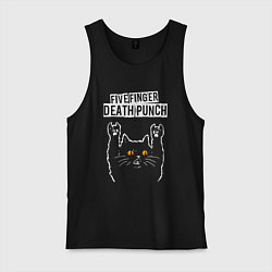 Майка мужская хлопок Five Finger Death Punch rock cat, цвет: черный